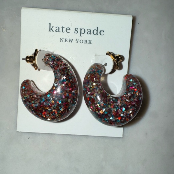 NEW Kate Spade Colorful Glitter hoop Earrings - Picture 2 of 10